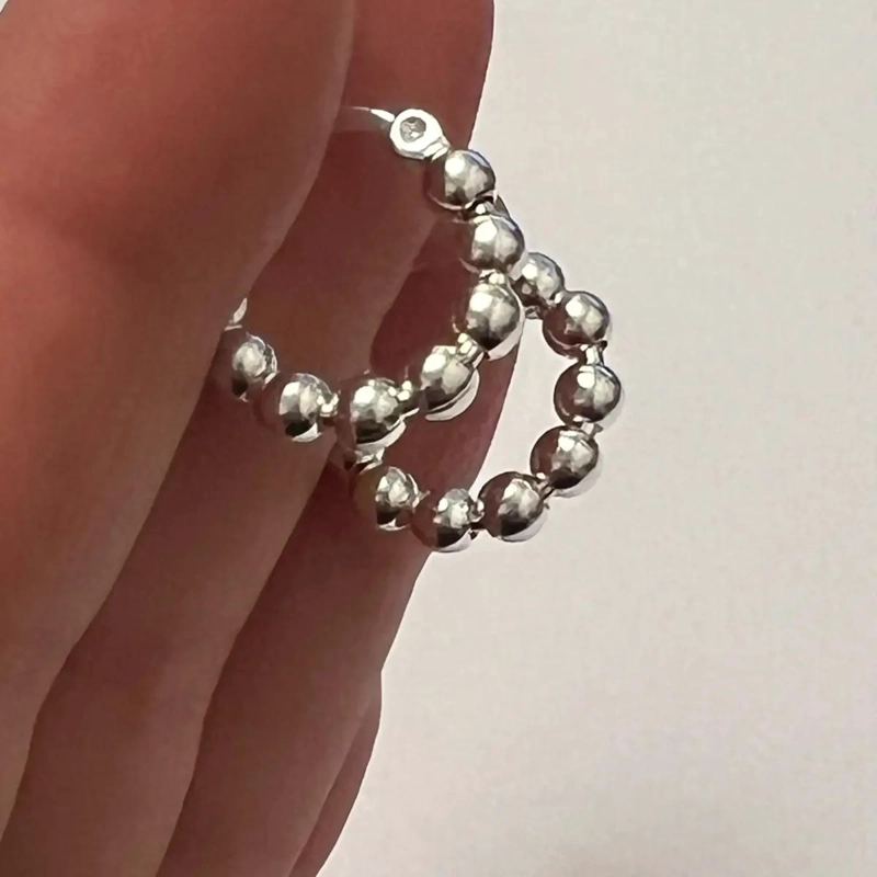 AROS DE PLATA 925 CON ESFERAS PARA HOMBRE Y MUJER - 3