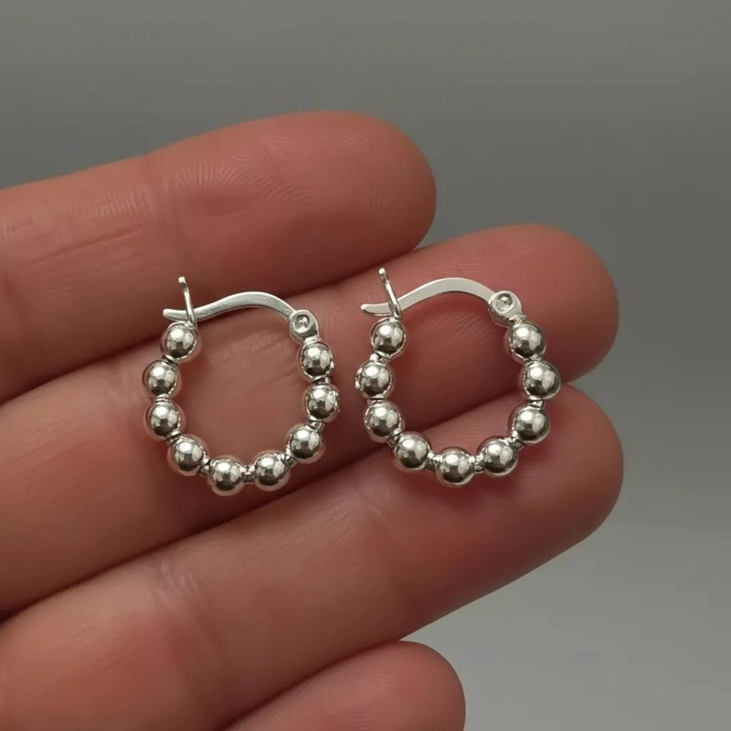 AROS DE PLATA 925 CON ESFERAS PARA HOMBRE Y MUJER - 4