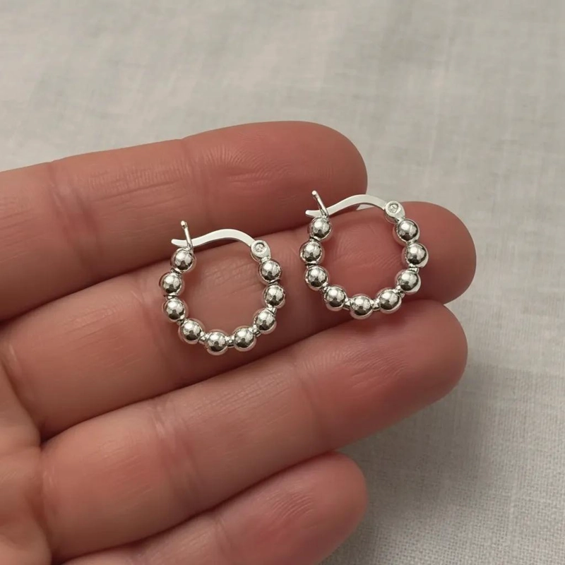 AROS DE PLATA 925 CON ESFERAS PARA HOMBRE Y MUJER - 5