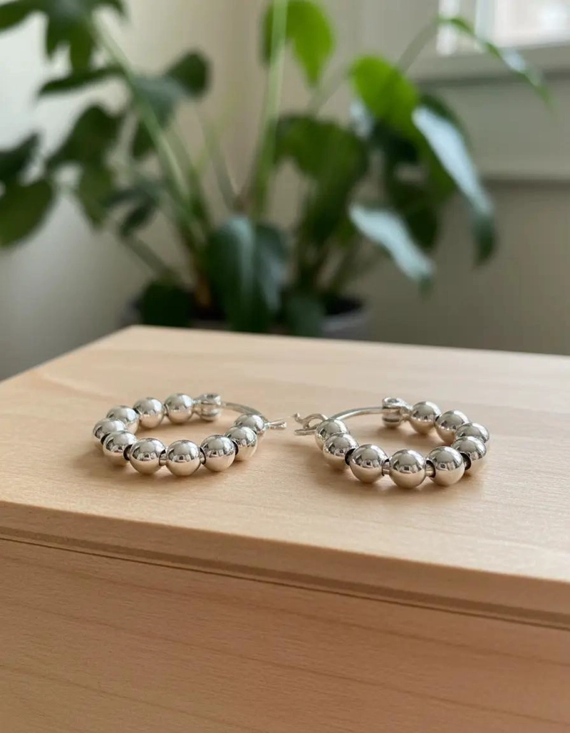 AROS DE PLATA 925 CON ESFERAS PARA HOMBRE Y MUJER - 7