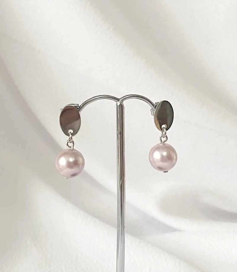 AROS COLGANTES DE PERLA CON BASE DE ACERO 316L ELEGANTES - 1