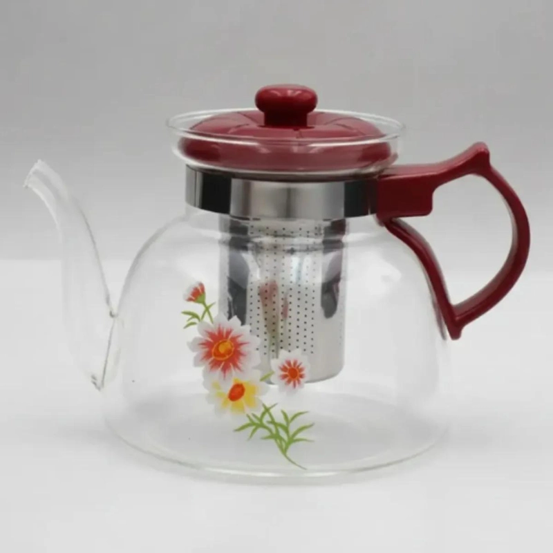 TETERA DE VIDRIO CON INFUSOR DE ACERO 1100ML DISEÑO FLORAL - 3