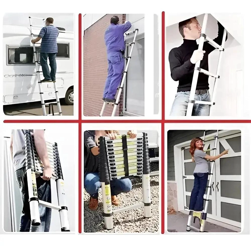 ESCALERA TELESCOPICA PLEGABLE DE ALUMINIO 1.9MTS PARA HOGAR - 6