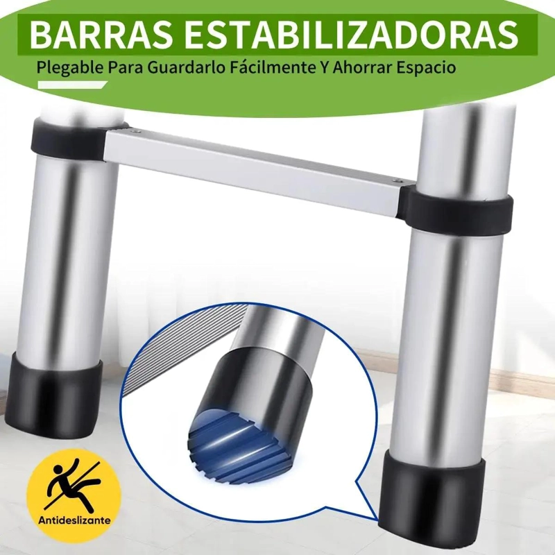 ESCALERA TELESCOPICA PLEGABLE DE ALUMINIO 1.9MTS PARA HOGAR - 7