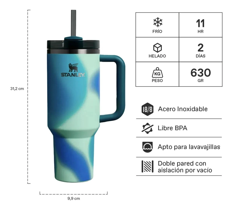 VASO TE RMICO DE ACERO INOXIDABLE 1.18L COLOR TEAL - 2