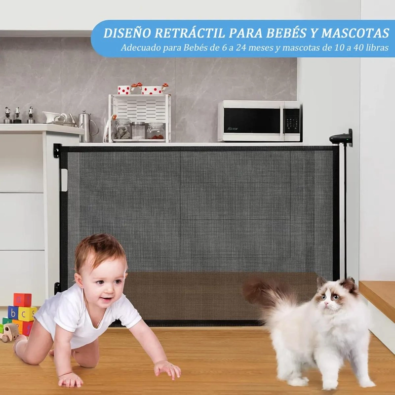 PUERTA DE SEGURIDAD RETRACTIL PARA BEBE S Y MASCOTAS DE 1.8 M - 5