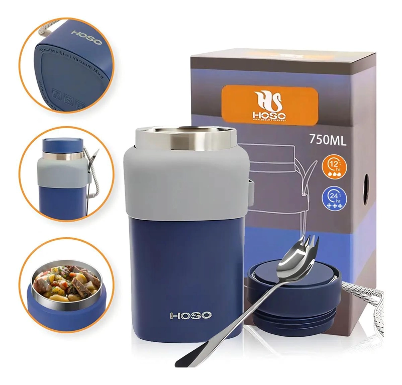 TERMO DE ACERO INOXIDABLE 750ML PARA COMIDA Y BEBIDAS CALIENTES - 1