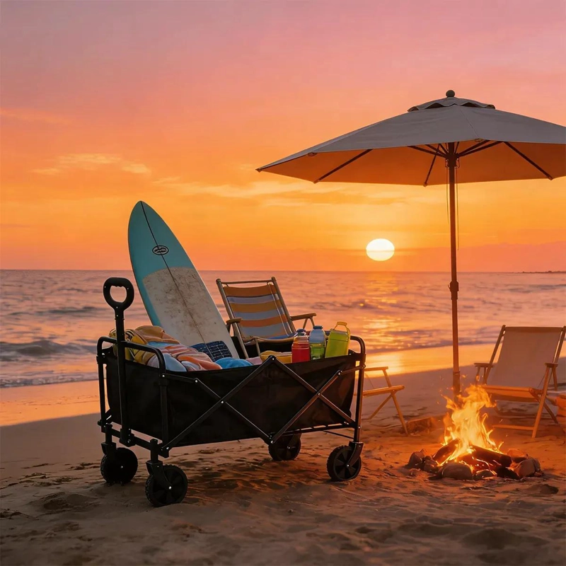 CARRITO PLEGABLE MULTIUSO PARA CAMPING Y PLAYA CON RUEDAS 360° - 2