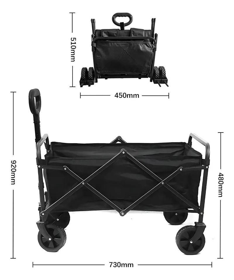 CARRITO PLEGABLE MULTIUSO PARA CAMPING Y PLAYA CON RUEDAS 360° - 6