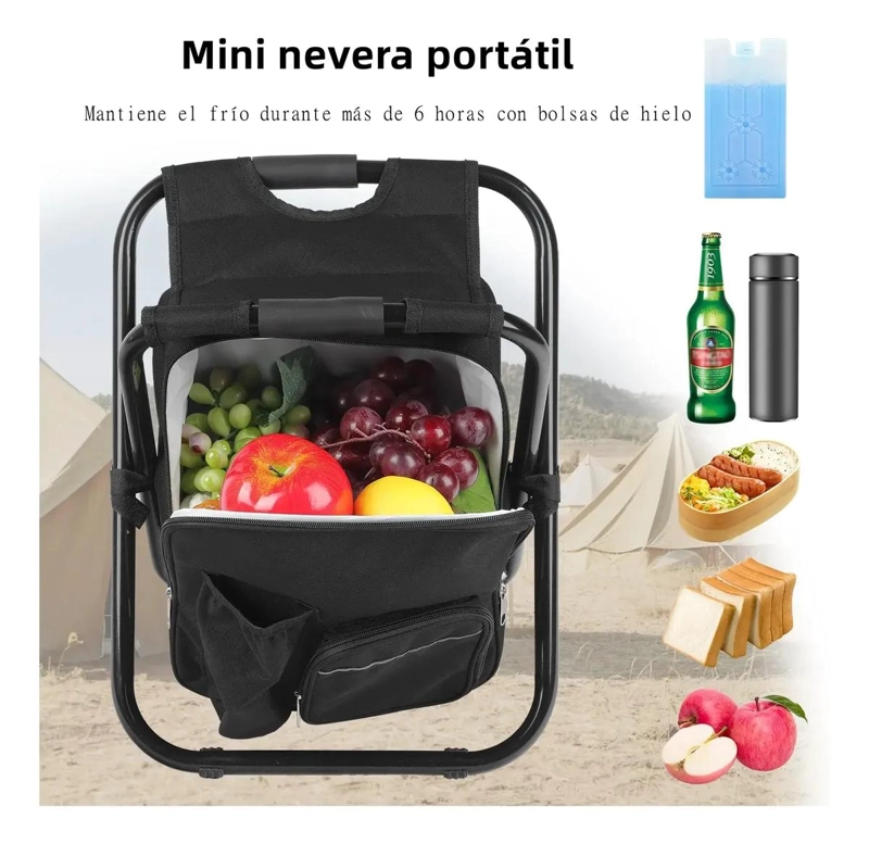 SILLA PLEGABLE PORTATIL CON MOCHILA Y BOLSILLOS MULTIUSOS - 2