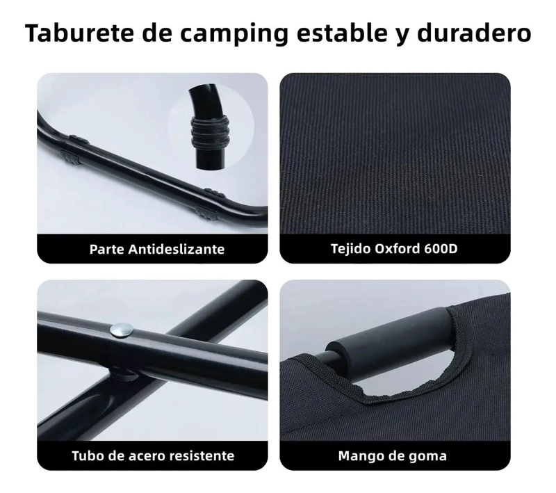 SILLA PLEGABLE PORTATIL CON MOCHILA Y BOLSILLOS MULTIUSOS - 4
