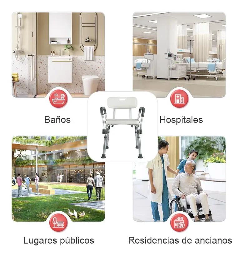 SILLA PLEGABLE PARA DUCHA CON RESPALDO Y REPOSABRAZOS - 2
