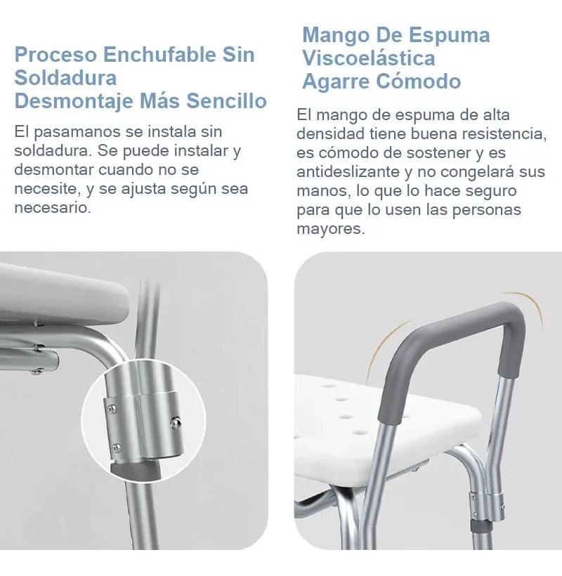 SILLA PLEGABLE PARA DUCHA CON RESPALDO Y REPOSABRAZOS - 4