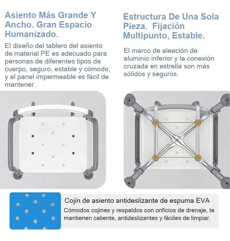 SILLA PLEGABLE PARA DUCHA CON RESPALDO Y REPOSABRAZOS - 5