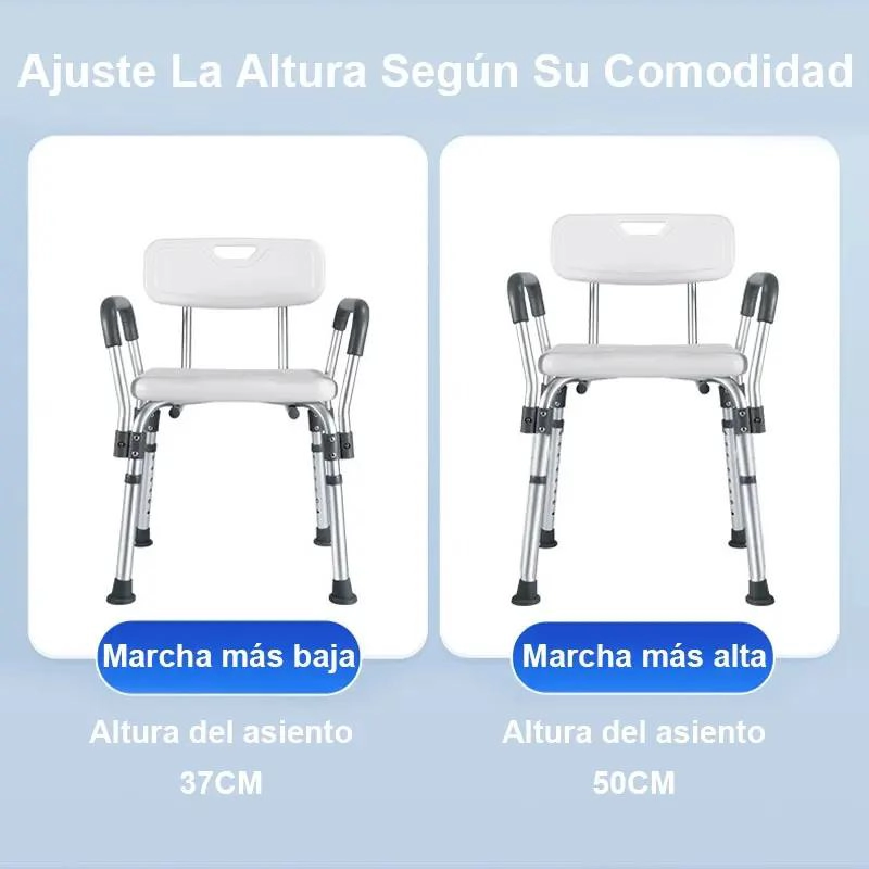 SILLA PLEGABLE PARA DUCHA CON RESPALDO Y REPOSABRAZOS - 6