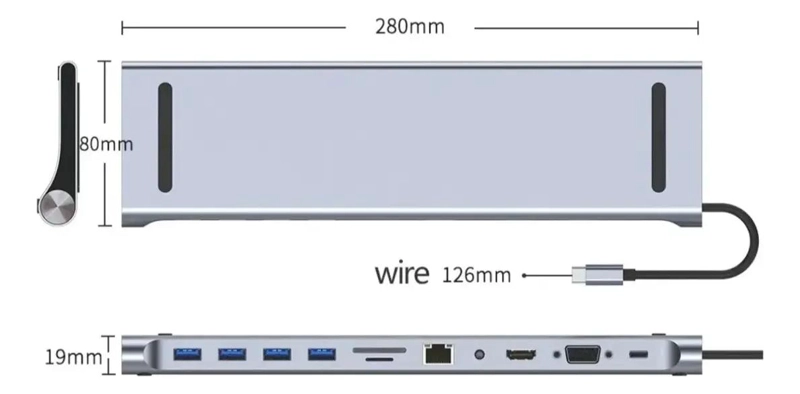 ADAPTADOR MULTIFUNCIONAL 11 EN 1 USB TIPO C CON HDMI Y VGA - 3