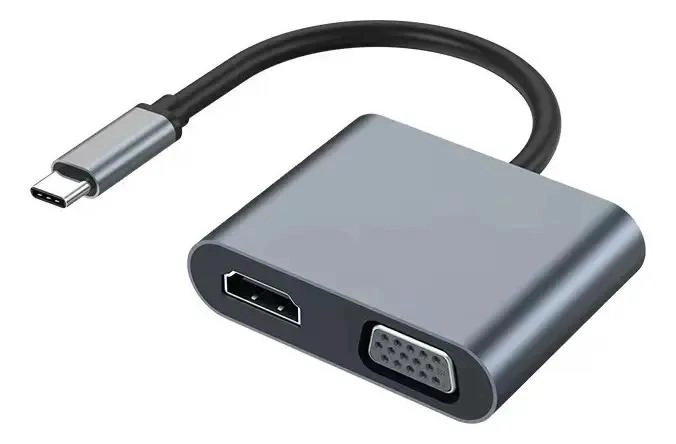 ADAPTADOR USB C HUB 4 PUERTOS HDMI 4K VGA TIPO C USB 3.0 - 1