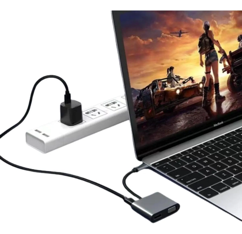 ADAPTADOR USB C HUB 4 PUERTOS HDMI 4K VGA TIPO C USB 3.0 - 4