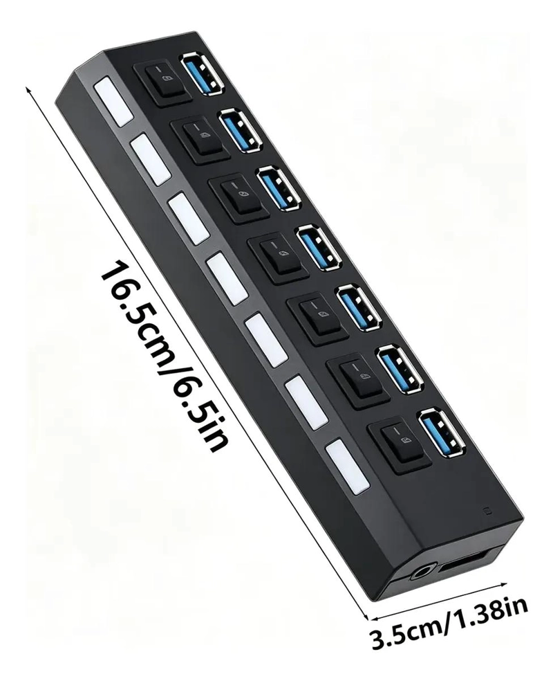 CONCENTRADOR USB 3.0 DE 7 PUERTOS CON INTERRUPTORES LED - 1