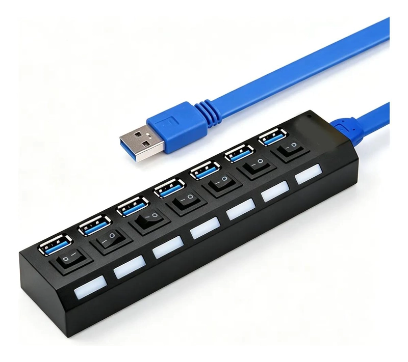CONCENTRADOR USB 3.0 DE 7 PUERTOS CON INTERRUPTORES LED - 5