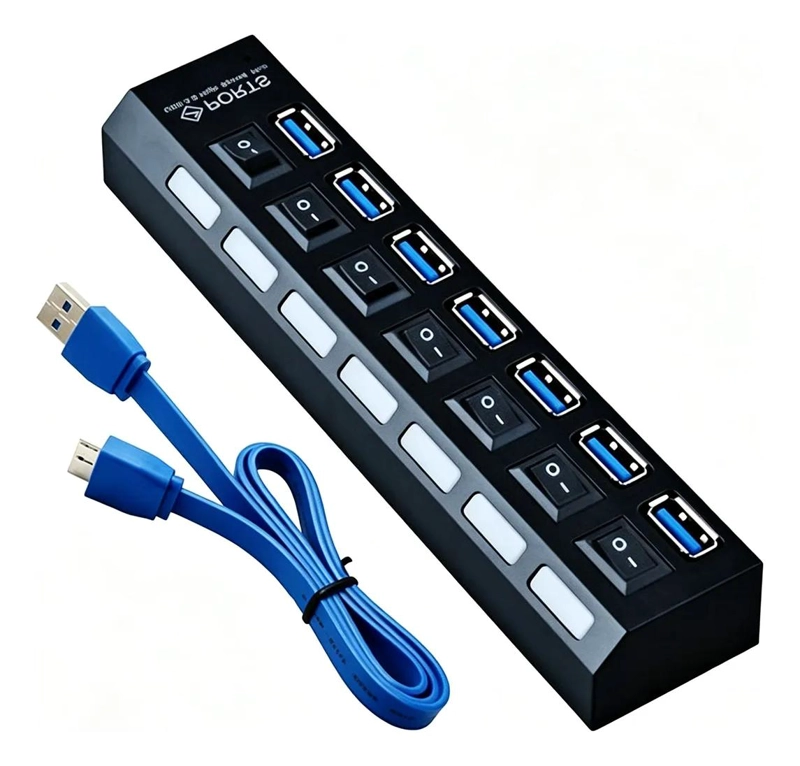 CONCENTRADOR USB 3.0 DE 7 PUERTOS CON INTERRUPTORES LED - 9