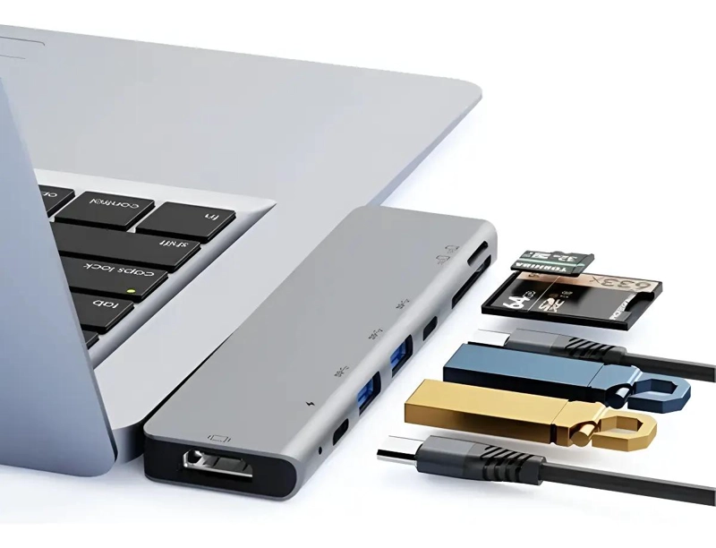 ADAPTADOR MULTIFUNCIONAL USB TIPO C CON 7 PUERTOS - 1
