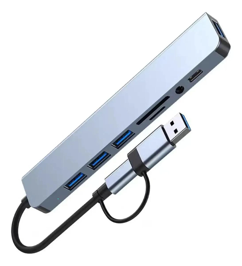 HUB 8 EN 1 USB TIPO C CON PUERTOS DE AUDIO Y SD - 3