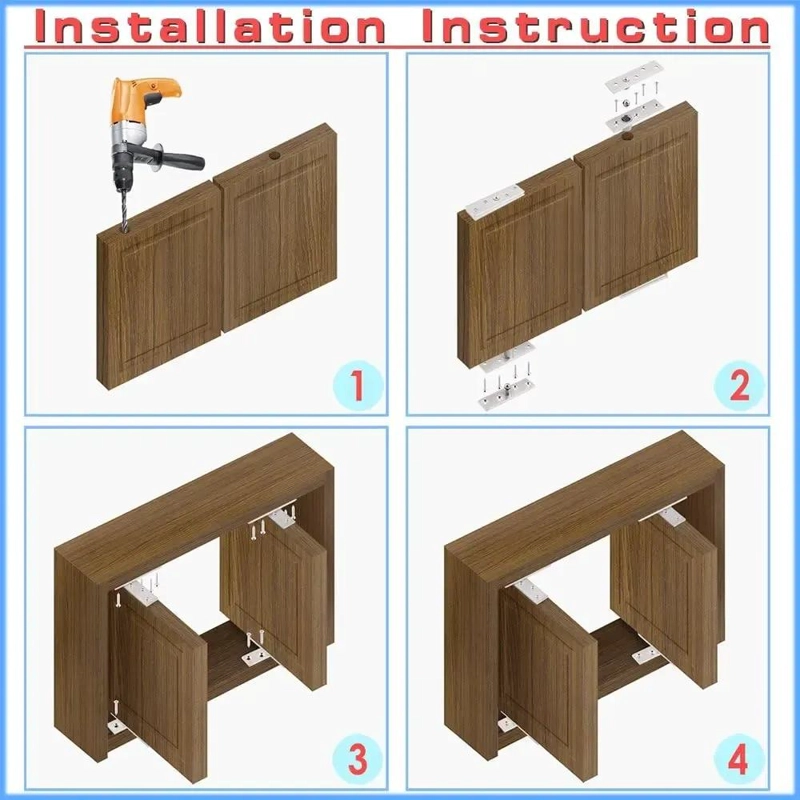 BISAGRAS OCULTAS DE ACERO INOXIDABLE 15CM PARA PUERTAS - 8