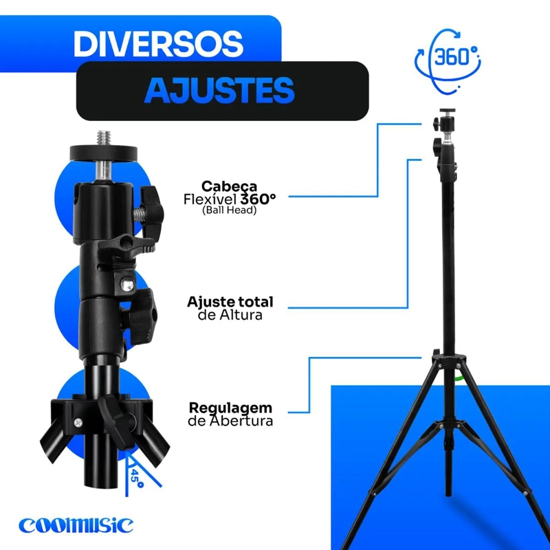 TRIPODE PROFESIONAL AJUSTABLE PARA FOTOGRAFIA Y VIDEO HASTA 2,10 M - 4