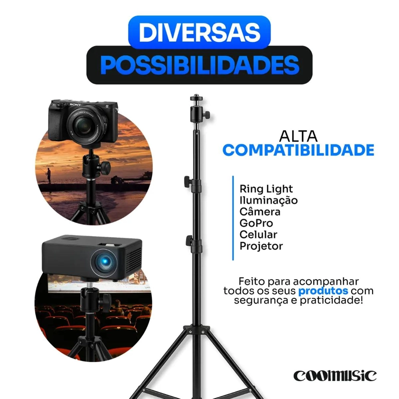 TRIPODE PROFESIONAL AJUSTABLE PARA FOTOGRAFIA Y VIDEO HASTA 2,10 M - 6