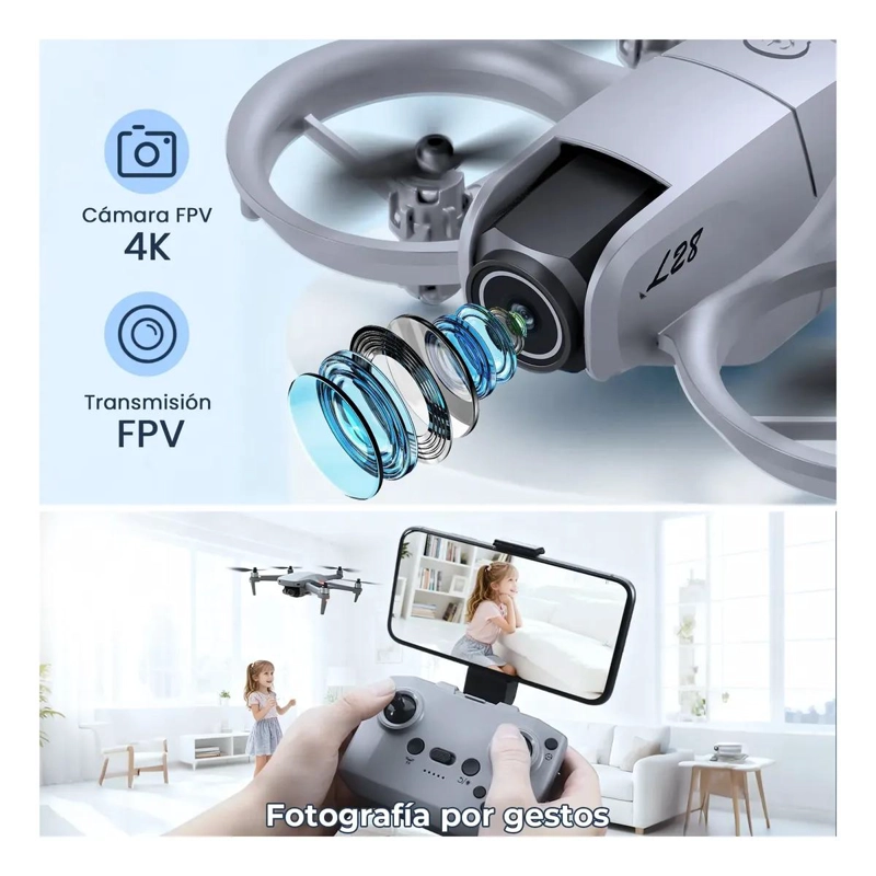 MINI DRONE PLEGABLE FPV 4K CON CAMARA DUAL Y 3 BATERIAS - 3