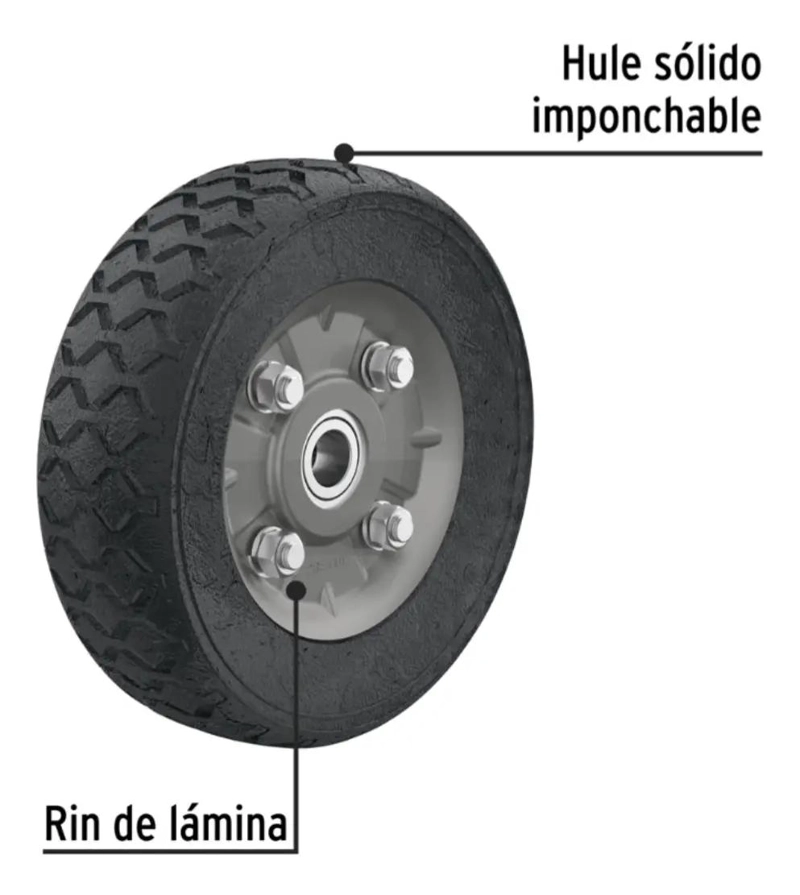 RUEDA DE HULE SOLIDO IMPONCHABLE PARA CARRO DE CARGA - 4