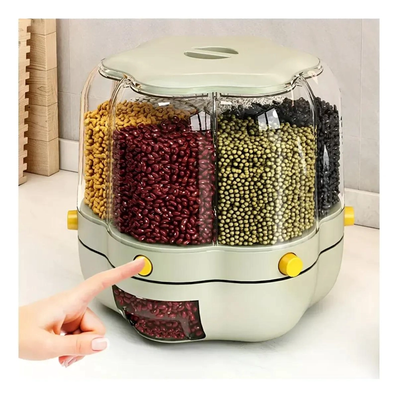 DISPENSADOR GIRATORIO DE ALIMENTOS CON 6 COMPARTIMENTOS - 1