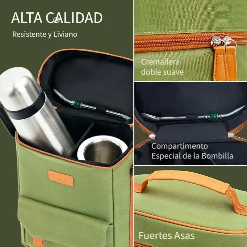 BOLSO MATERO ORGANIZADOR PARA TERMO Y LATA DE TE - 4