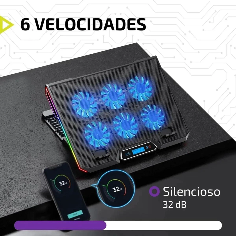 BASE ENFRIADORA AJUSTABLE PARA NOTEBOOKS DE 17 PULGADAS - 6