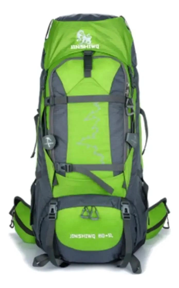MOCHILA DE CAMPING IMPERMEABLE 80L PARA SENDERISMO VERDE LIMA - 1