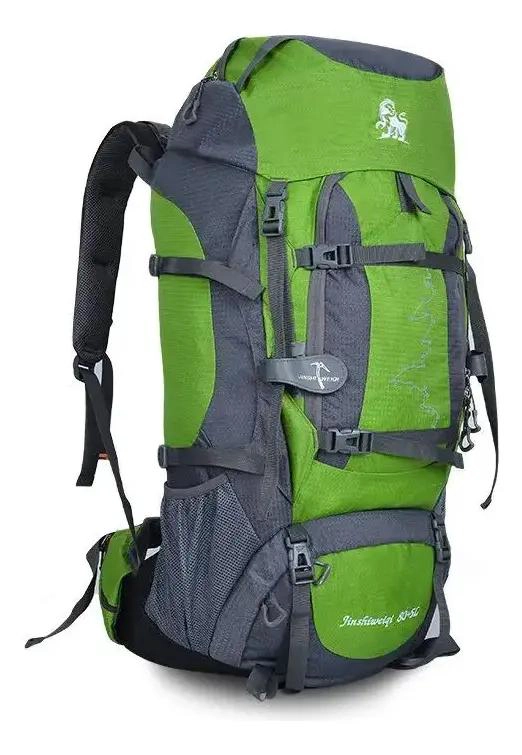 MOCHILA DE CAMPING IMPERMEABLE 80L PARA SENDERISMO VERDE LIMA - 5