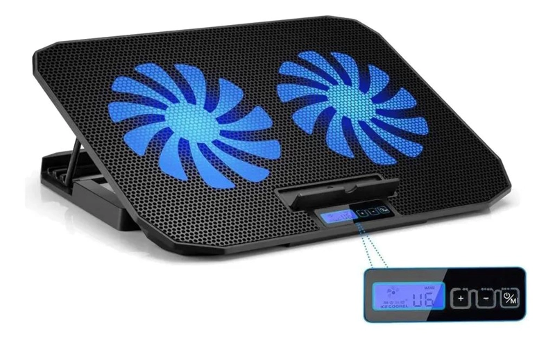 BASE SOPORTE PARA NOTEBOOK CON VENTILADORES ERGONOMICOS - 1