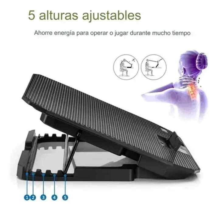 BASE SOPORTE PARA NOTEBOOK CON VENTILADORES Y AJUSTE DE VELOCIDAD - 4