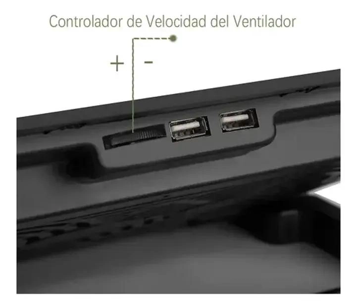 BASE SOPORTE PARA NOTEBOOK CON VENTILADORES Y AJUSTE DE VELOCIDAD - 5