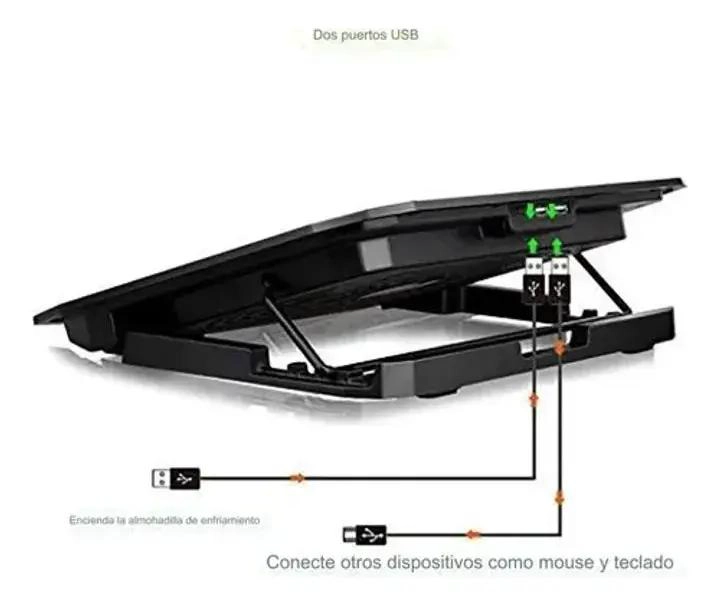 BASE SOPORTE PARA NOTEBOOK CON VENTILADORES Y AJUSTE DE VELOCIDAD - 6