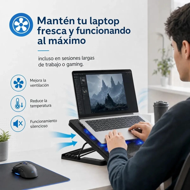 BASE ENFRIADORA PARA NOTEBOOK CON VENTILADORES INTEGRADOS - 2