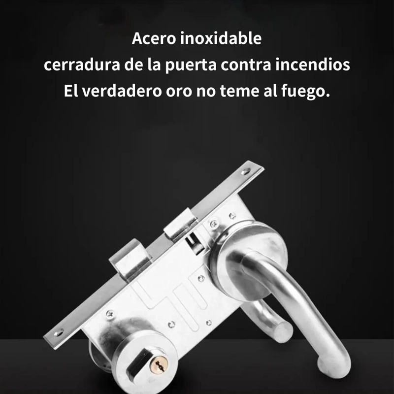 CERRADURA DE PUERTA INTERIOR DE ACERO INOXIDABLE CON MANILLAS - 10