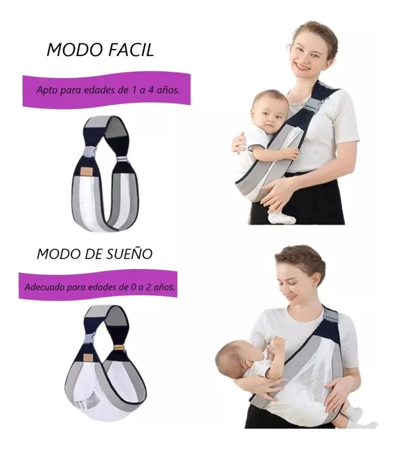 PORTABEBE S ERGONOMICO AJUSTABLE PARA BEBE S DE 0 A 24 MESES - 4
