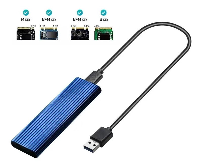 CAJA DE ALUMINIO PARA DISCO DURO M.2 A USB 3.0 - 2