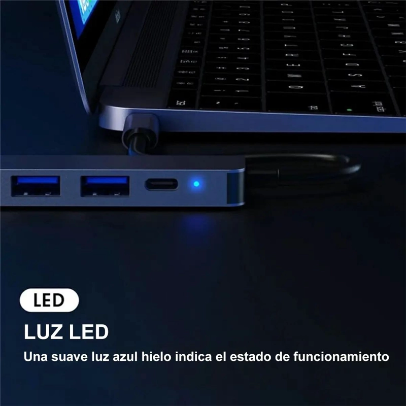 HUB ADAPTADOR USB TIPO-C 7 PUERTOS PARA CONEXIONES MULTIPLES - 4