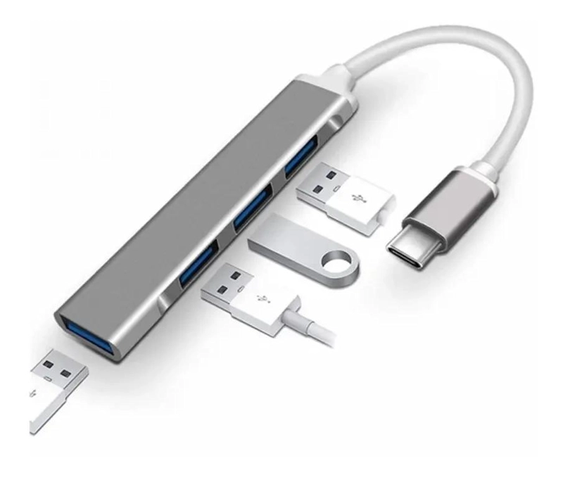 HUB USB DE 4 PUERTOS CON ADAPTADOR TIPO C PARA PC Y LAPTOP - 1