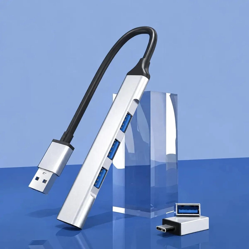 HUB USB DE 4 PUERTOS CON ADAPTADOR TIPO C PARA PC Y LAPTOP - 4