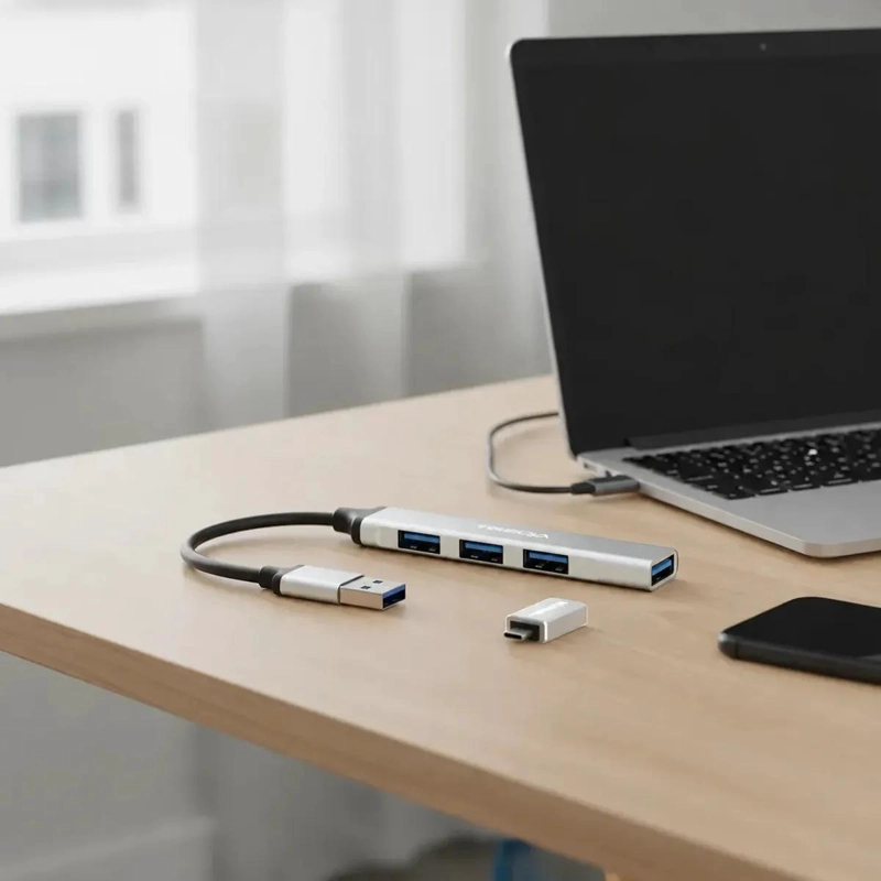 HUB USB DE 4 PUERTOS CON ADAPTADOR TIPO C PARA PC Y LAPTOP - 6