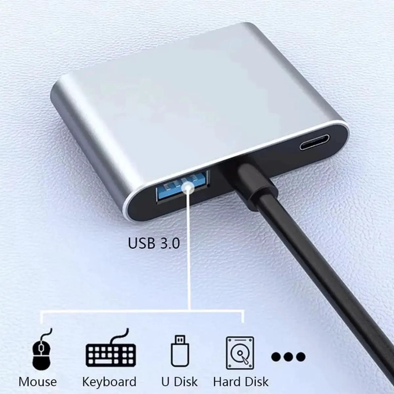 ADAPTADOR HUB 4 EN 1 TIPO-C USB 3.0 CON HDMI DUAL 4K - 2